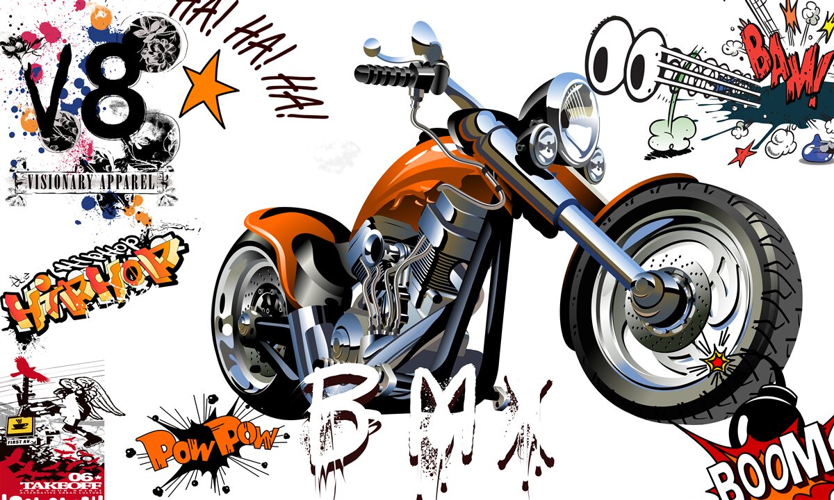 Papier peint moto avec motifs textuels