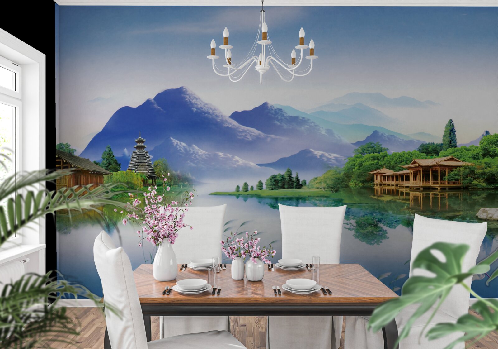 Papier peint lac de montagne en été