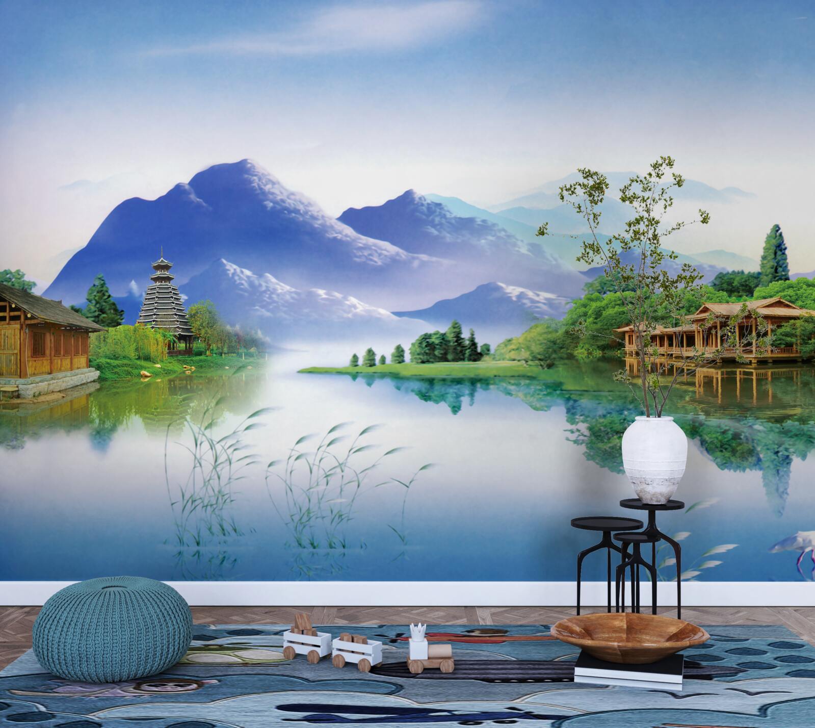 Papier peint lac de montagne en été