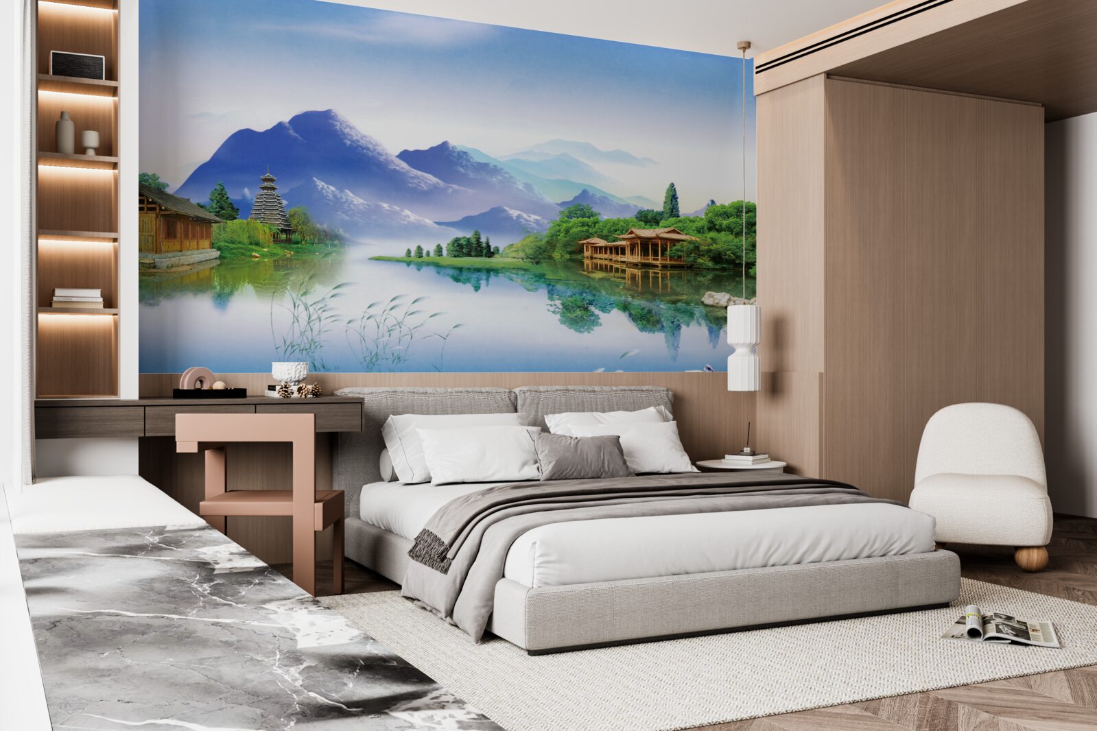 Papier peint lac de montagne en été