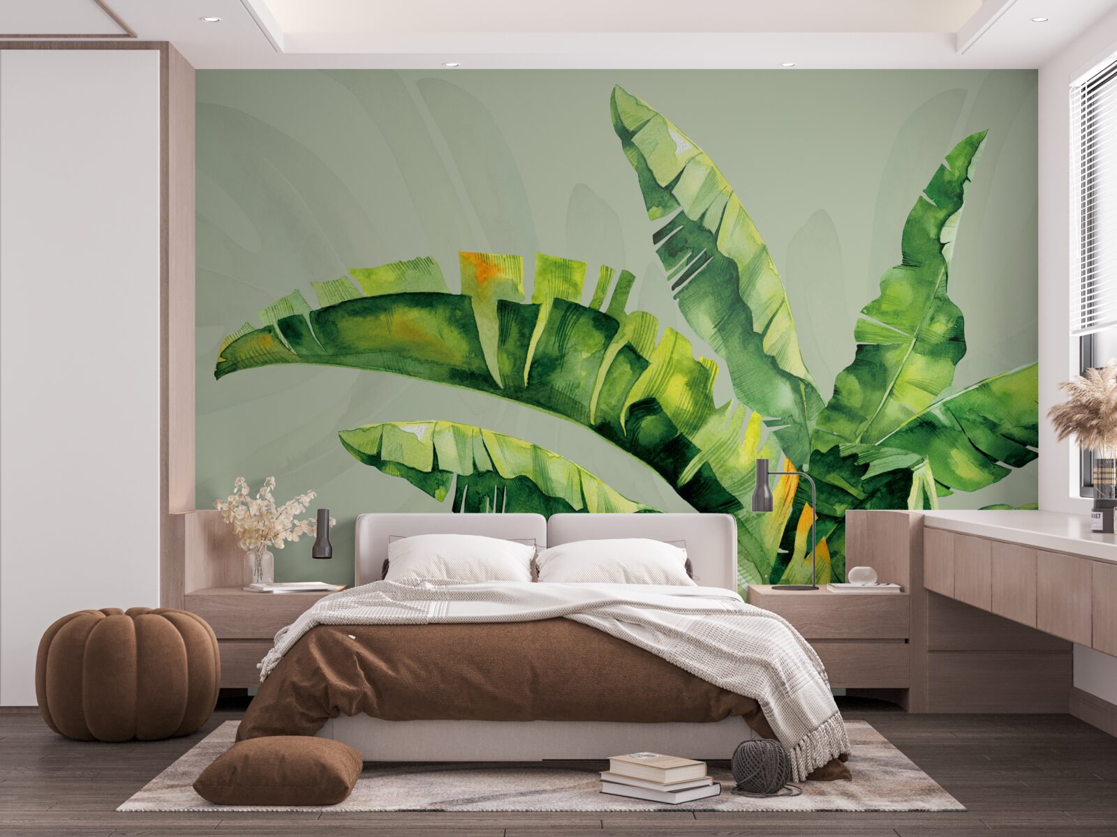 Papier peint monstera et fougère verte