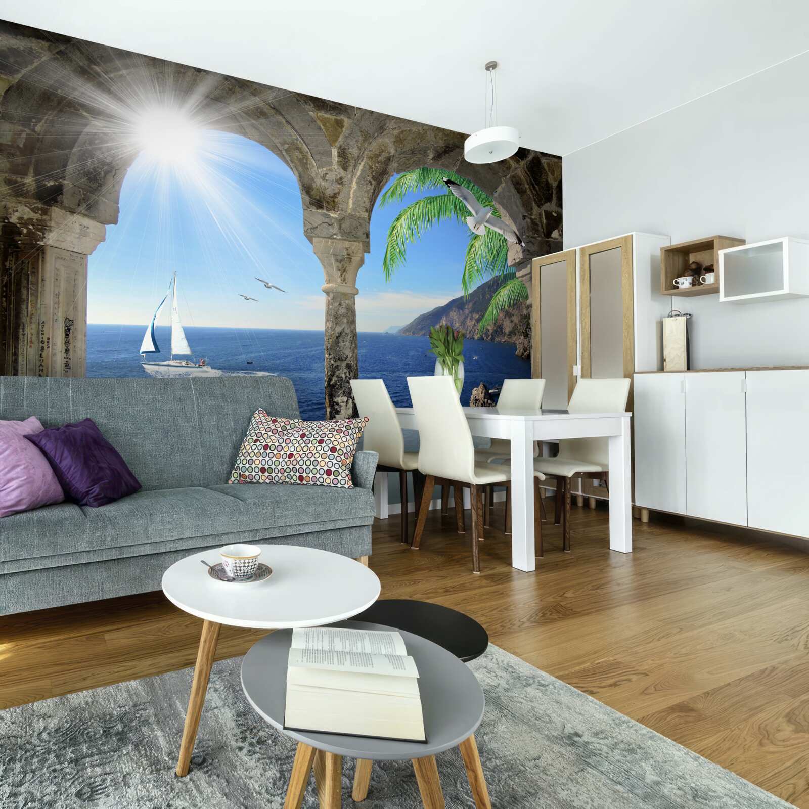 Papier peint arche ancienne surplombant la mer