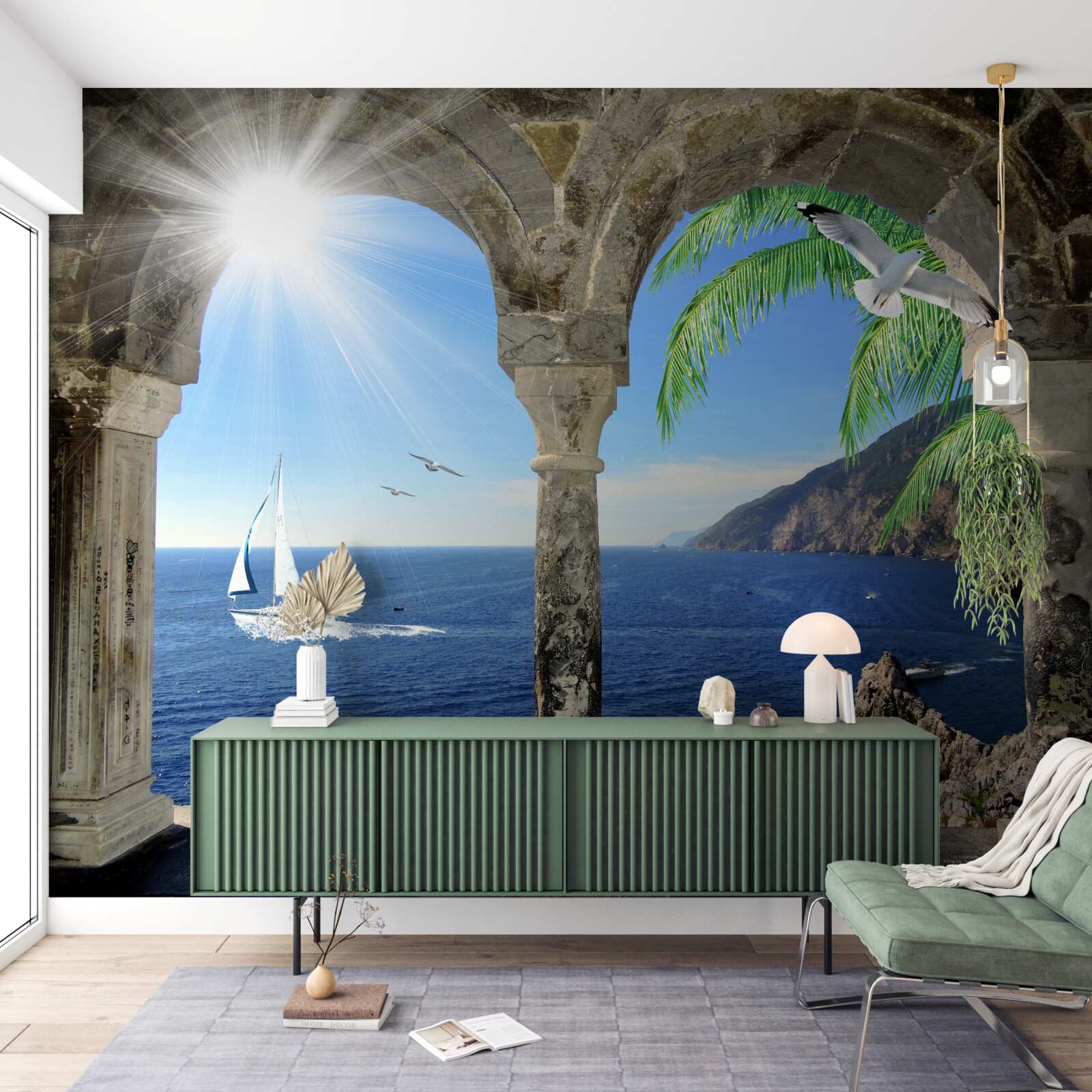 Papier peint arche ancienne surplombant la mer