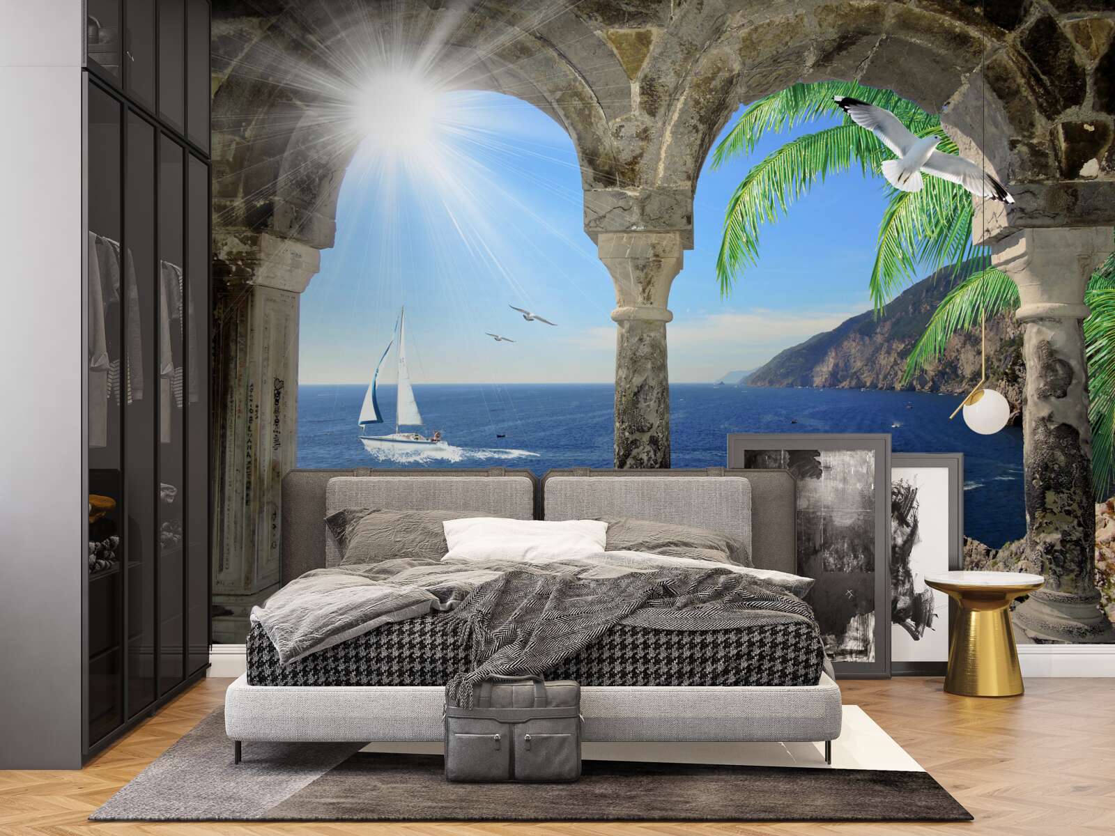 Papier peint arche ancienne surplombant la mer