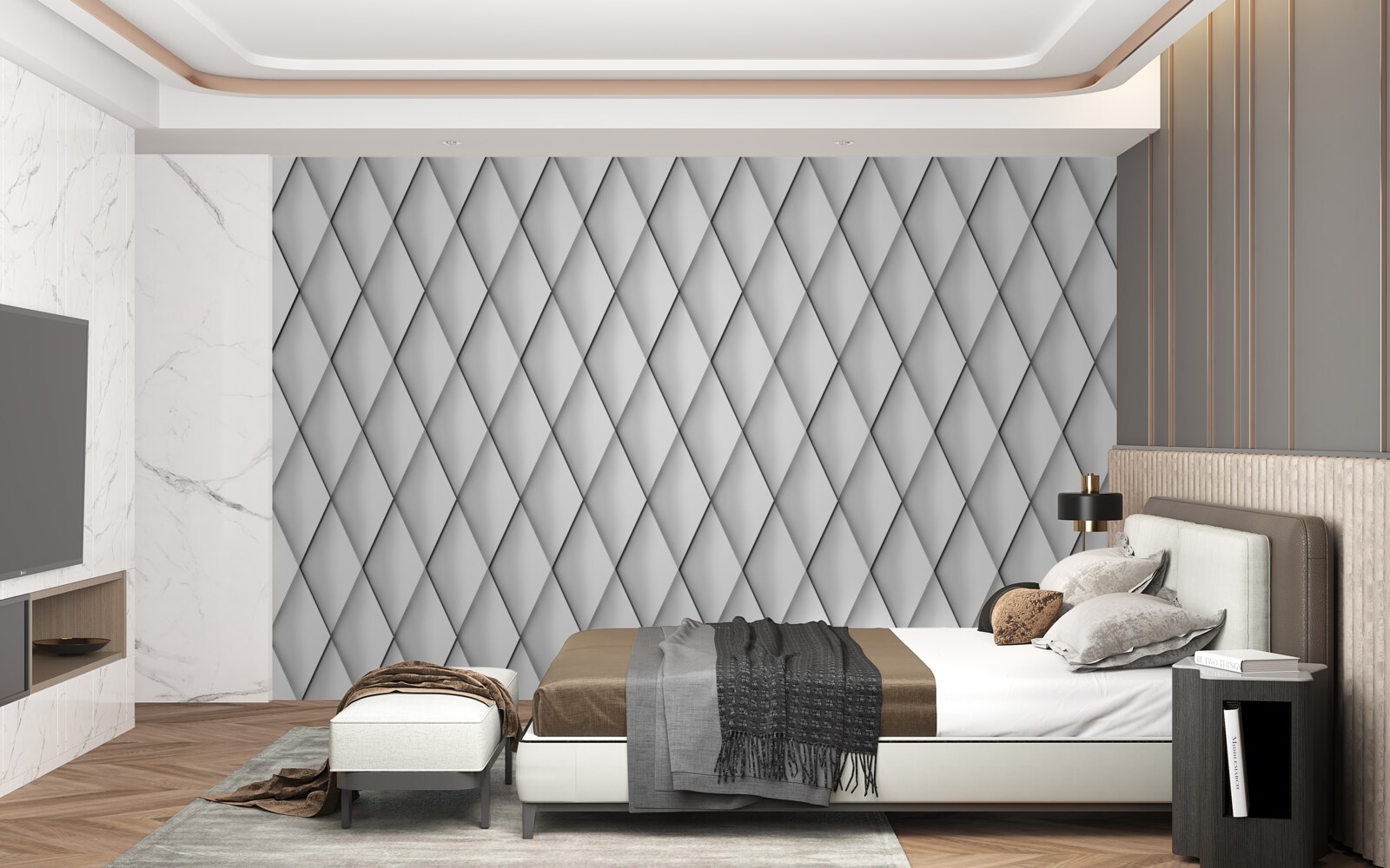 Papier peint diamants lisses