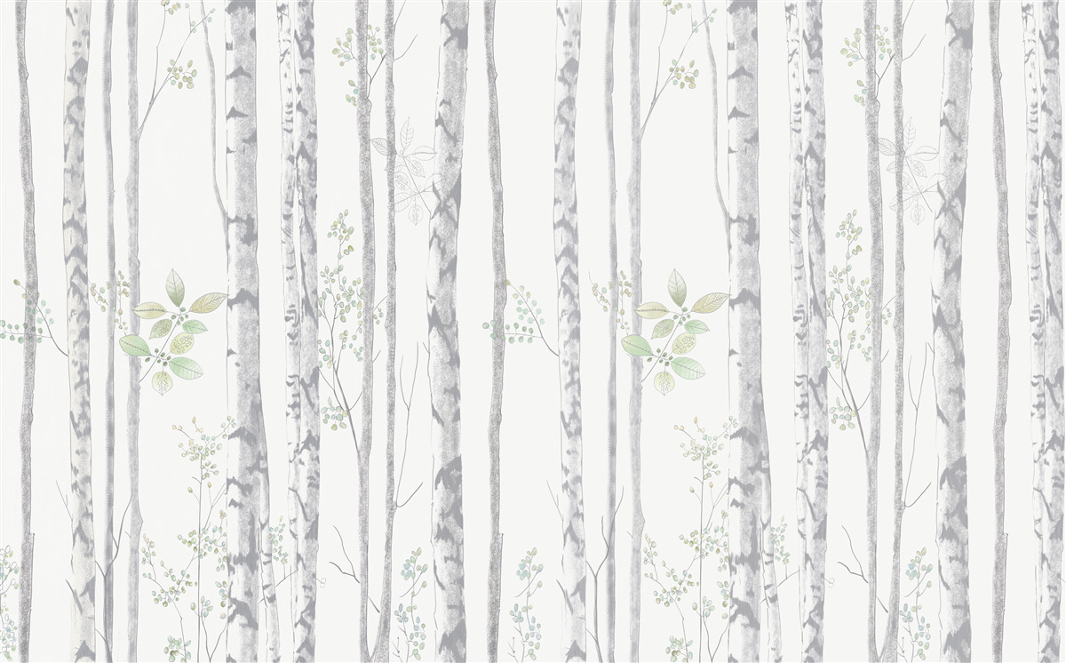 Papier peint bouleaux minces