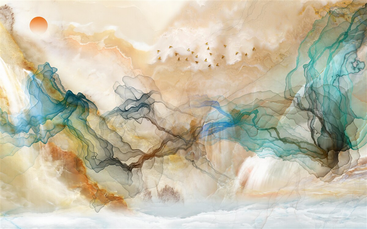 Papier peint Paysage japonais dans un style abstrait