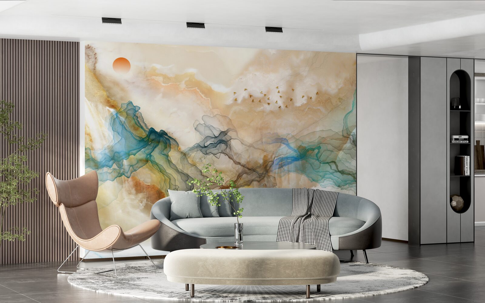 Papier peint Paysage japonais dans un style abstrait