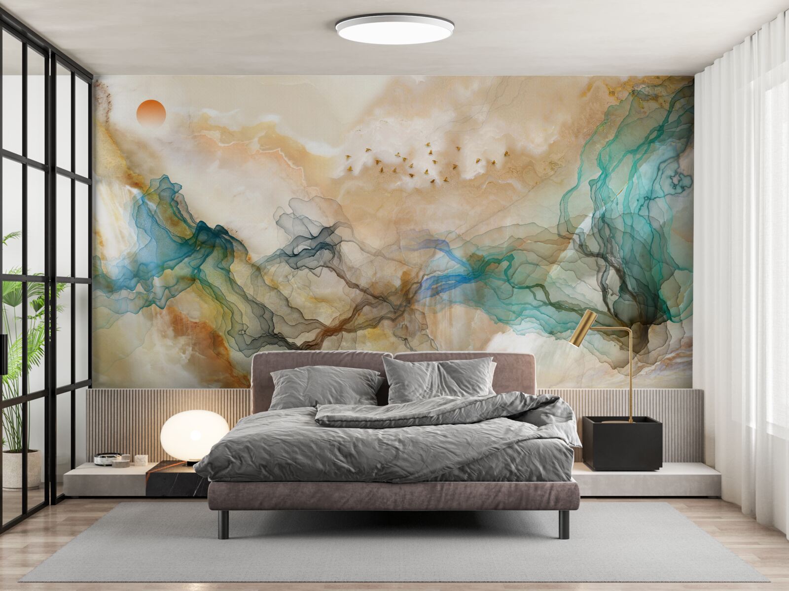 Papier peint Paysage japonais dans un style abstrait