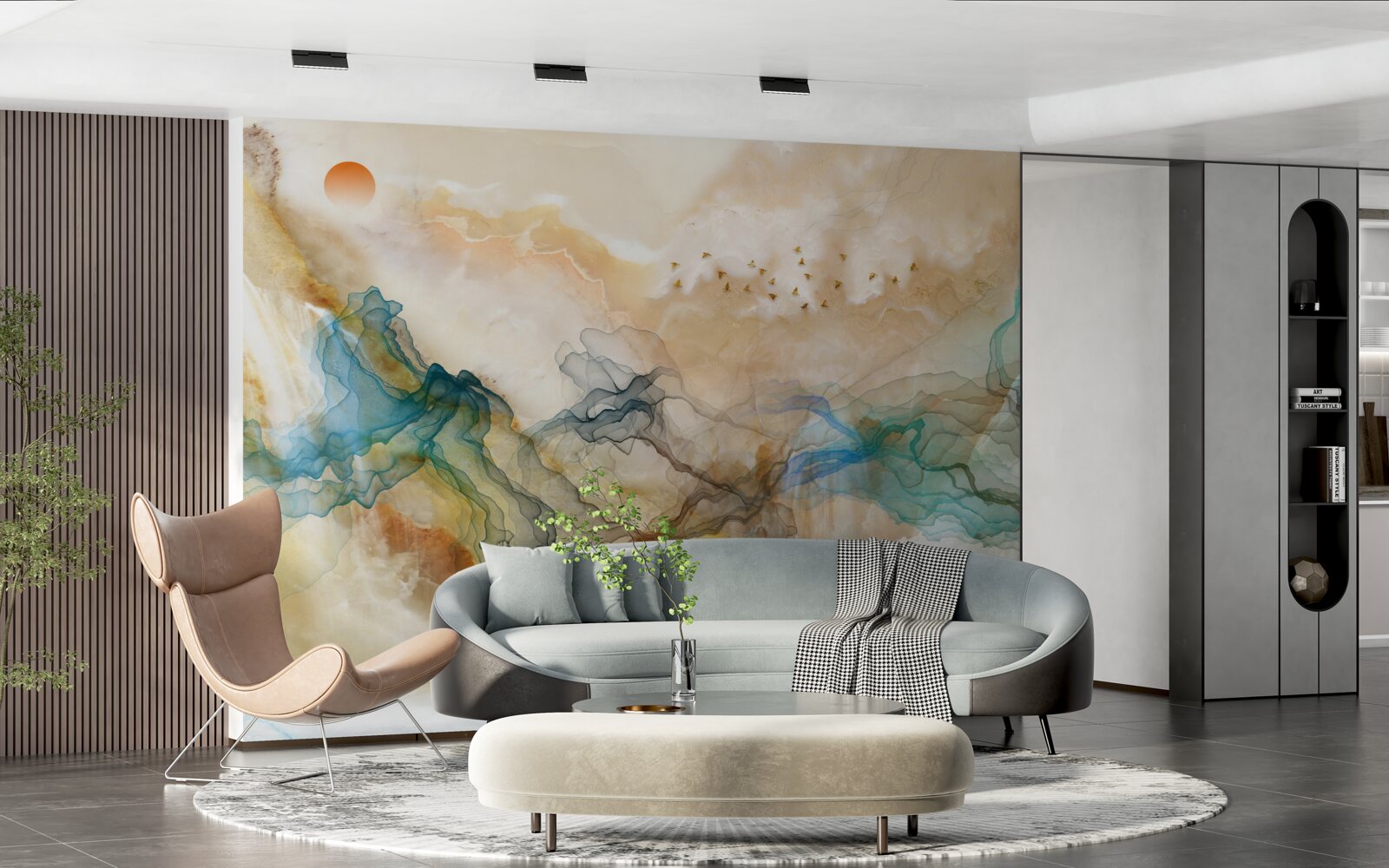 Papier peint Paysage japonais dans un style abstrait