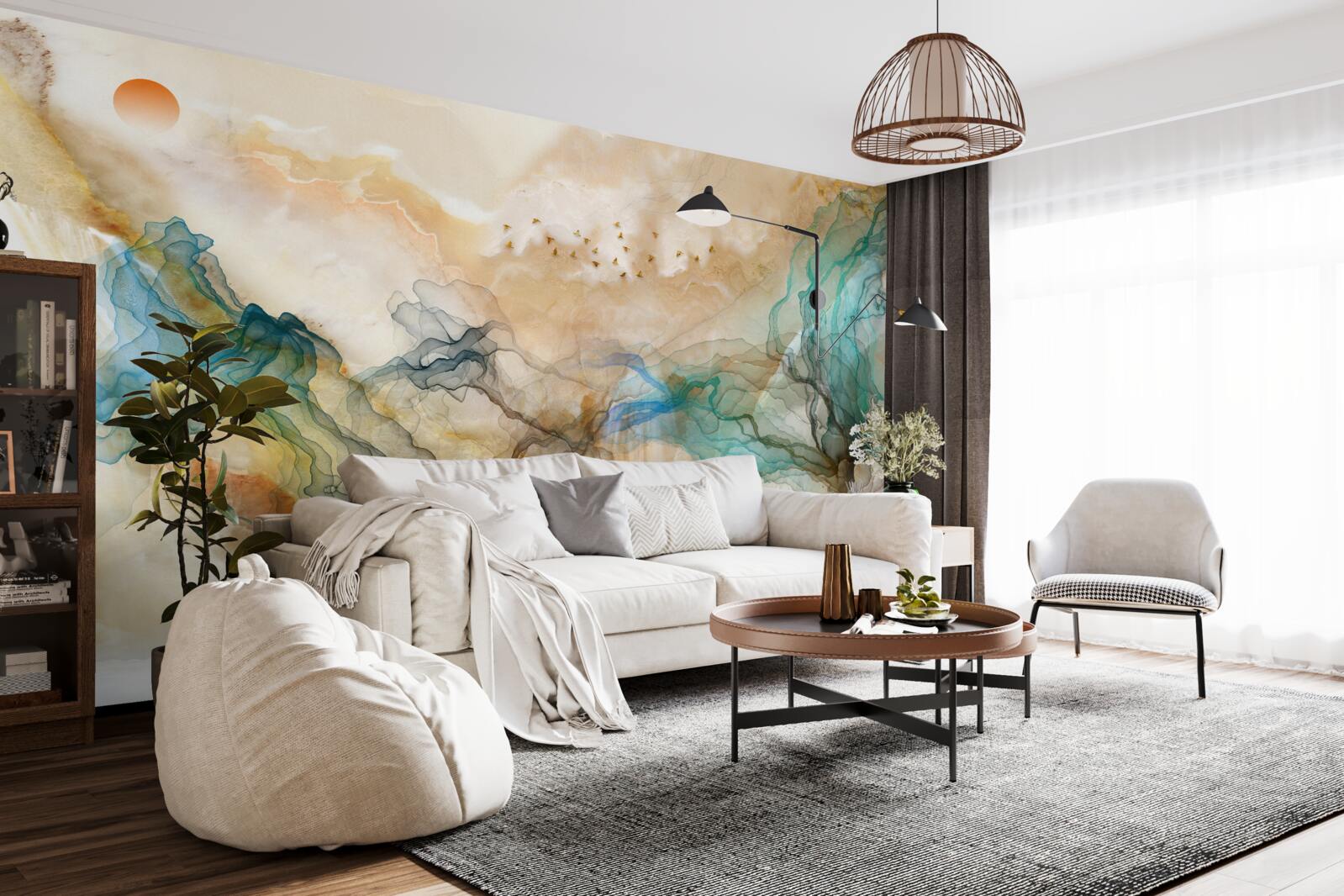 Papier peint Paysage japonais dans un style abstrait