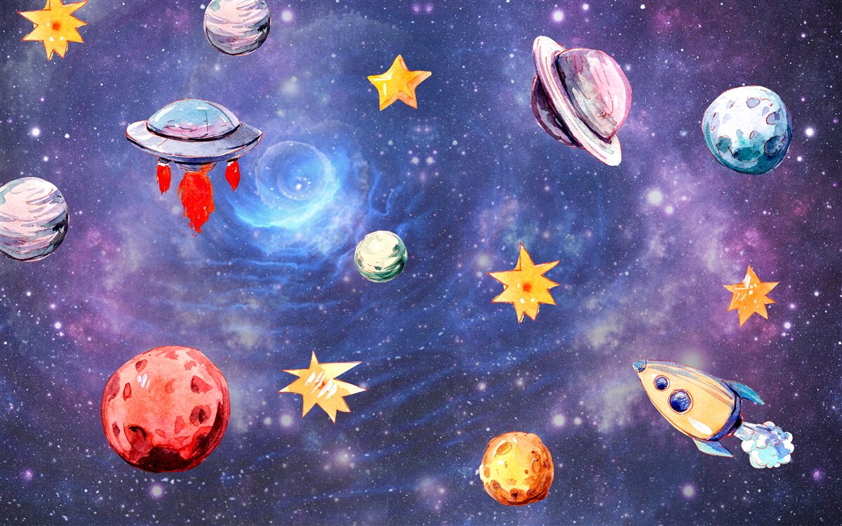 Papier peint les habitants de l'espace et les corps célestes