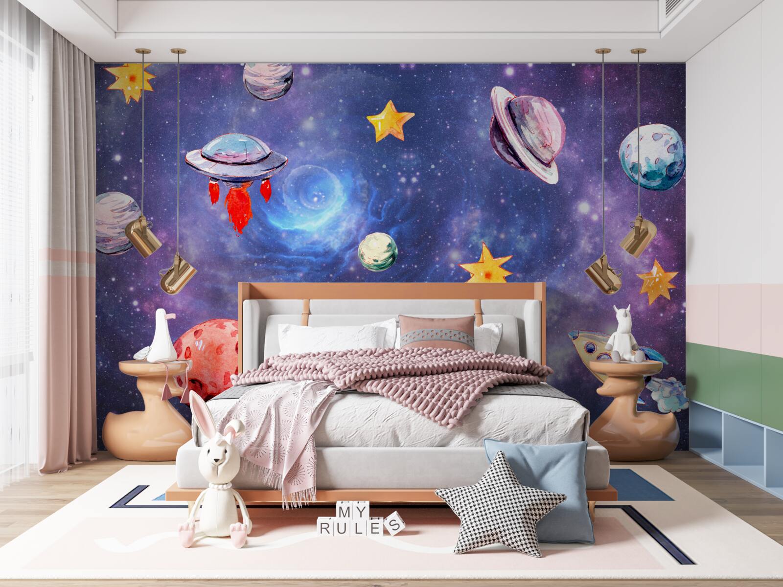 Papier peint les habitants de l'espace et les corps célestes