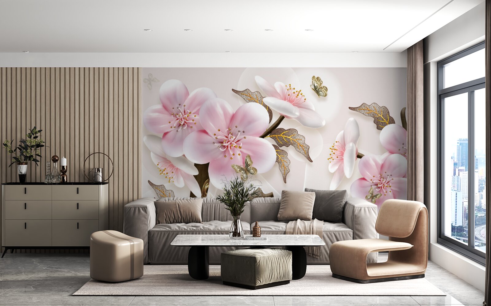 Papier peint des bourgeons délicatement fleuris