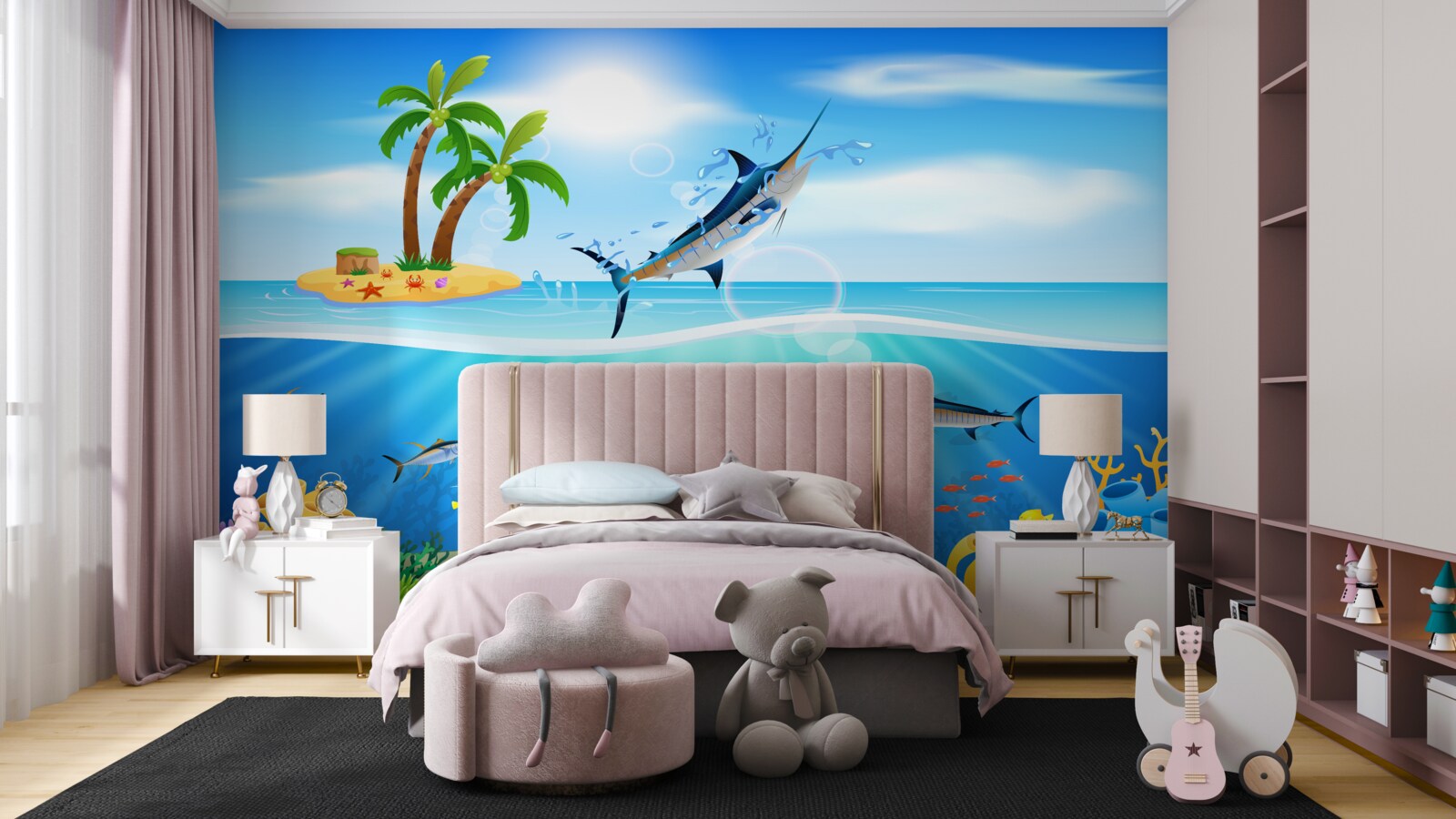 Papier peint un poisson prédateur sort de la mer