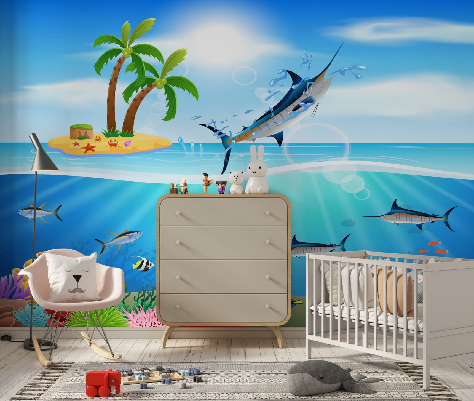 Papier peint un poisson prédateur sort de la mer