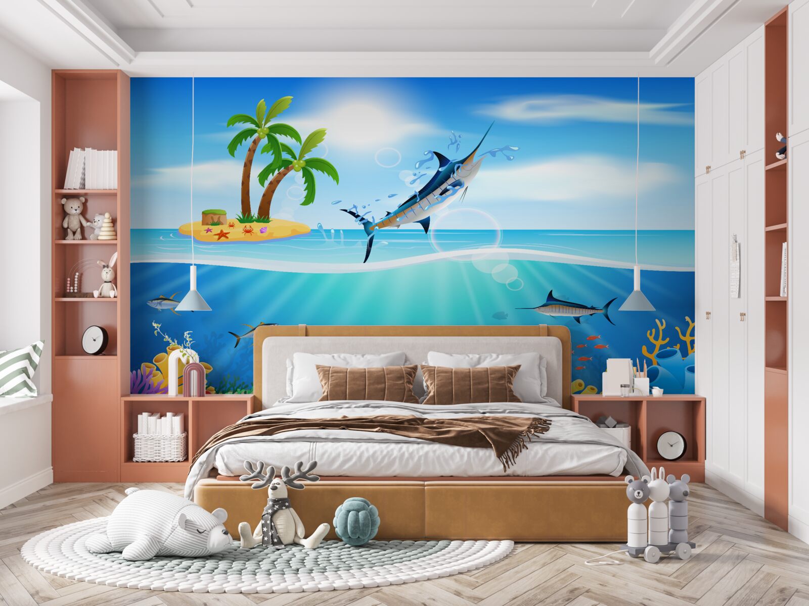 Papier peint un poisson prédateur sort de la mer