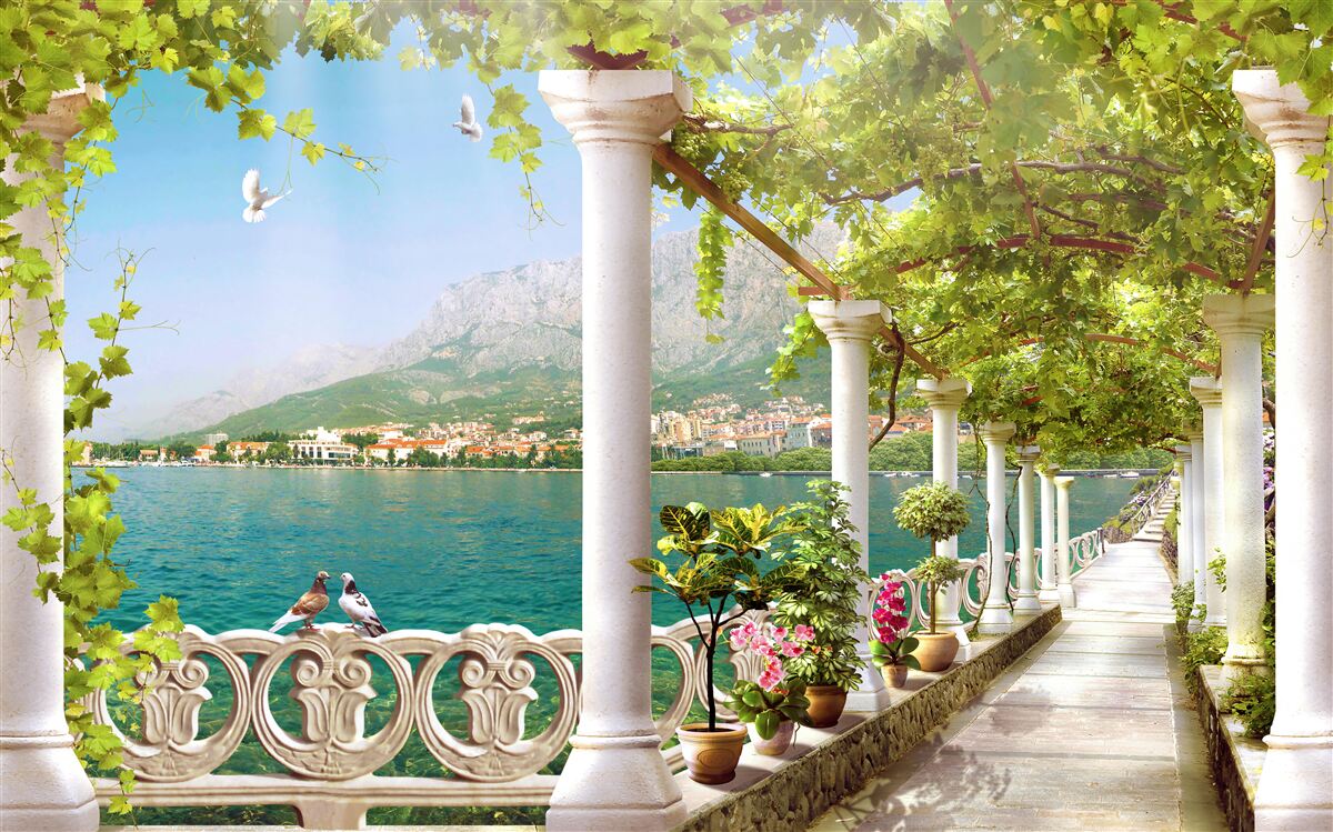 Papier peint vue de la zone depuis la digue