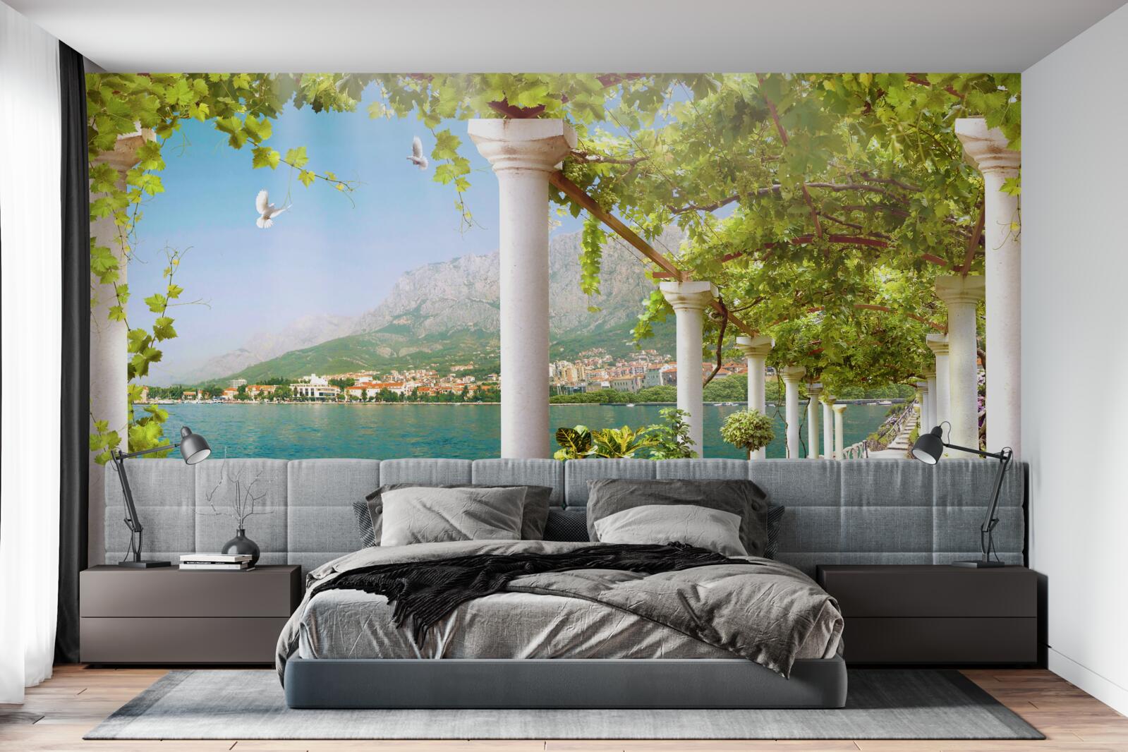 Papier peint vue de la zone depuis la digue