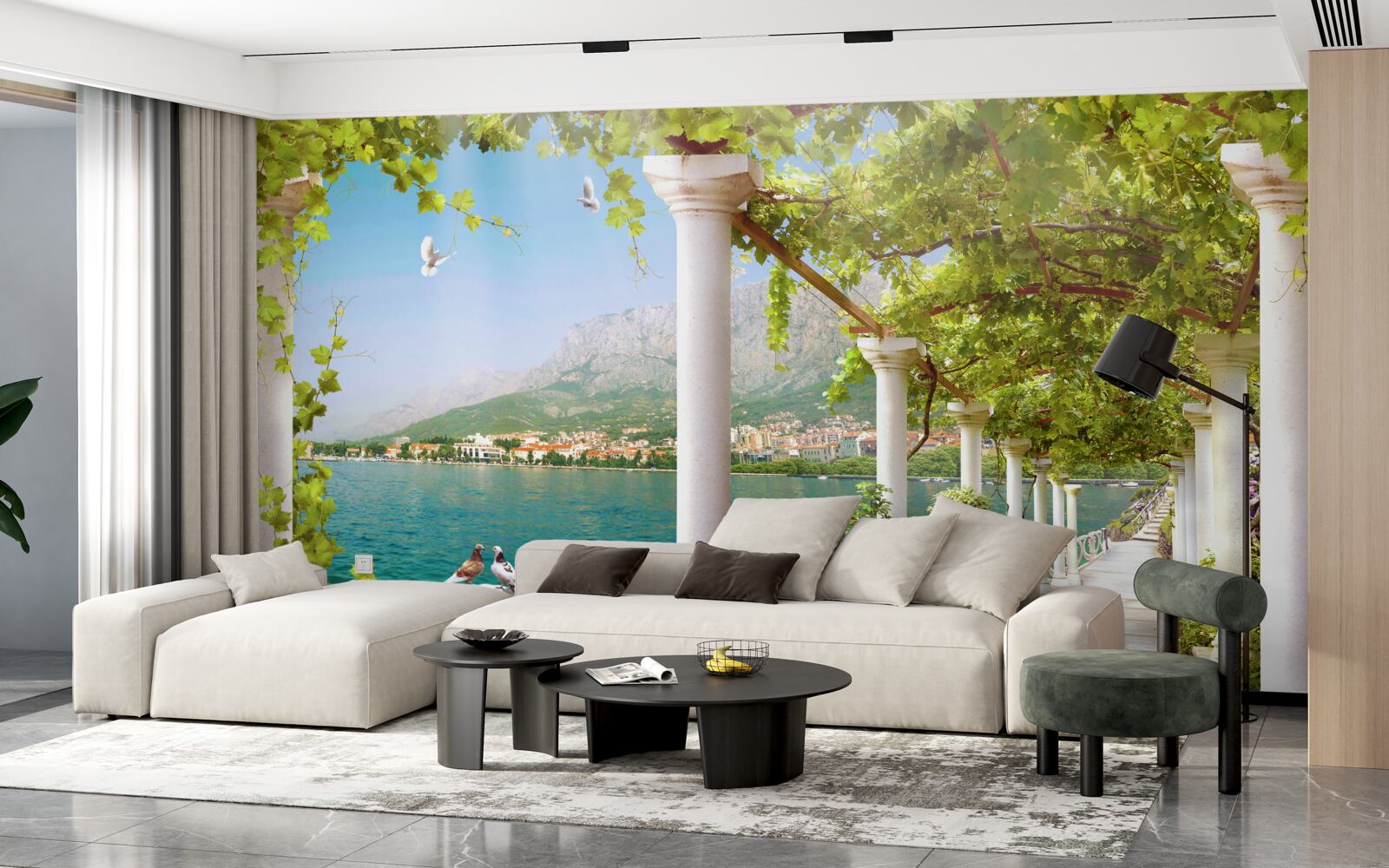 Papier peint vue de la zone depuis la digue