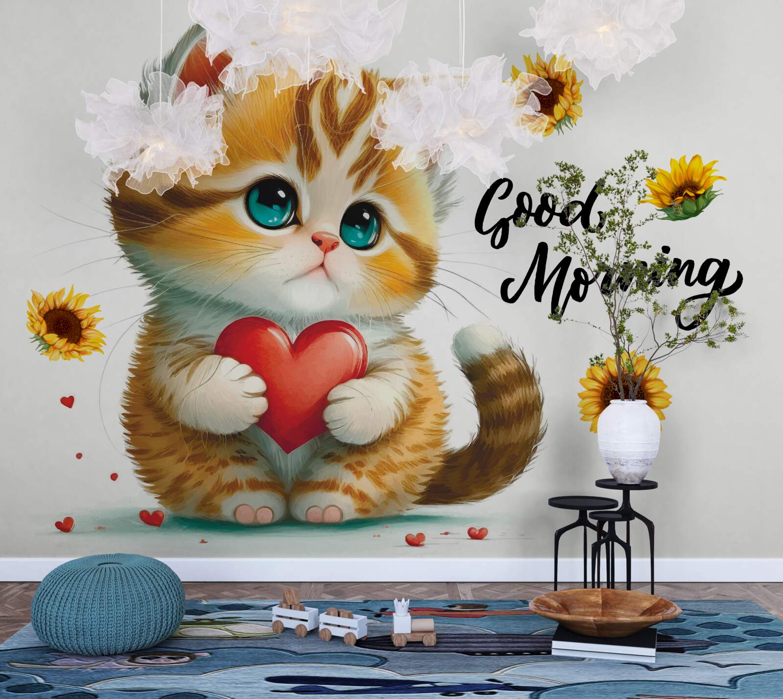Papier peint un chat avec des souhaits