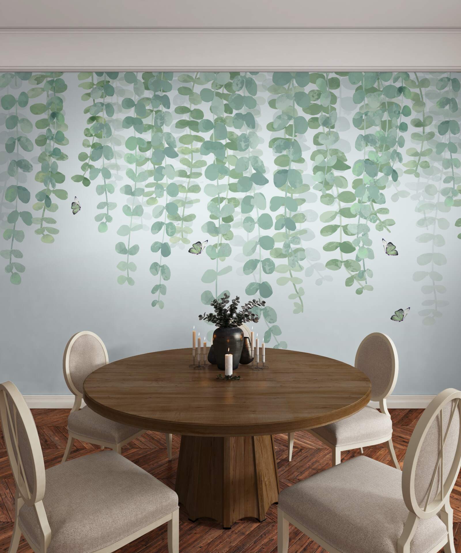 Papier peint les feuilles d'eucalyptus sont vertes