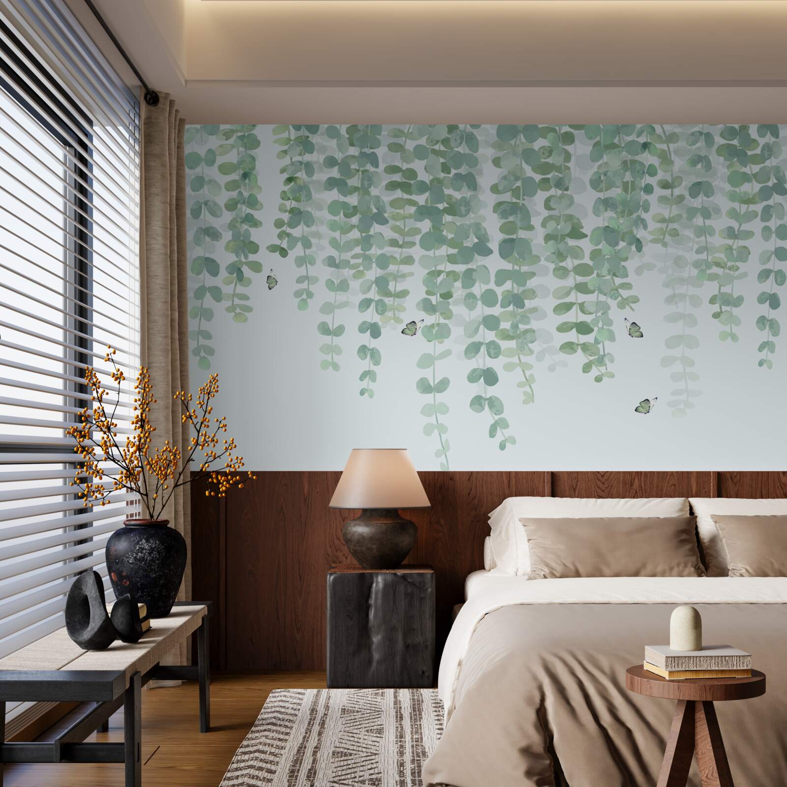 Papier peint les feuilles d'eucalyptus sont vertes