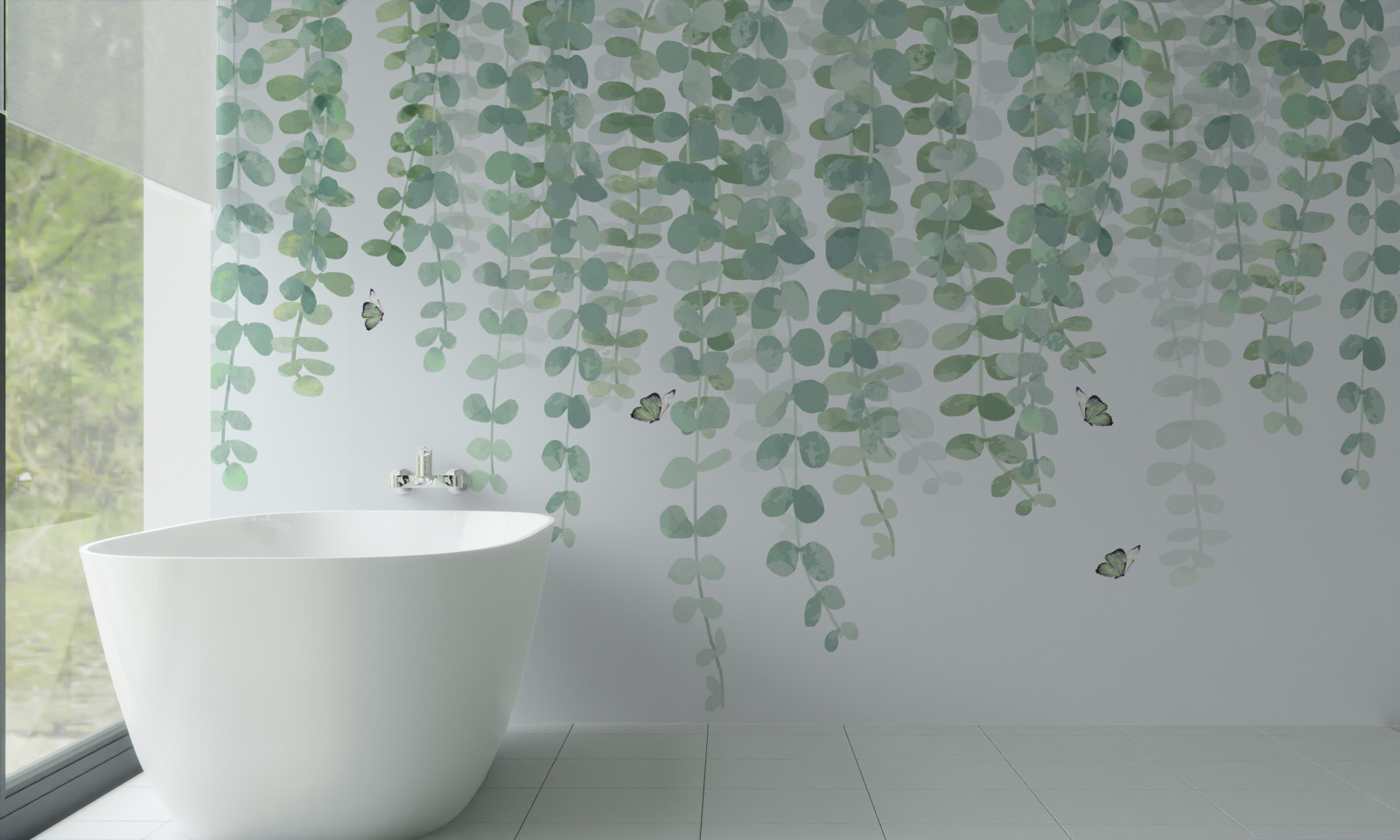 Papier peint les feuilles d'eucalyptus sont vertes