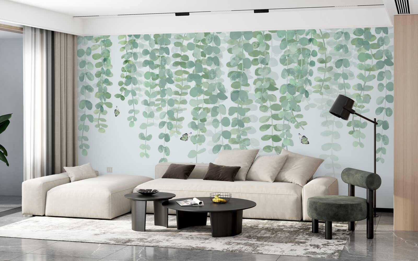 Papier peint les feuilles d'eucalyptus sont vertes