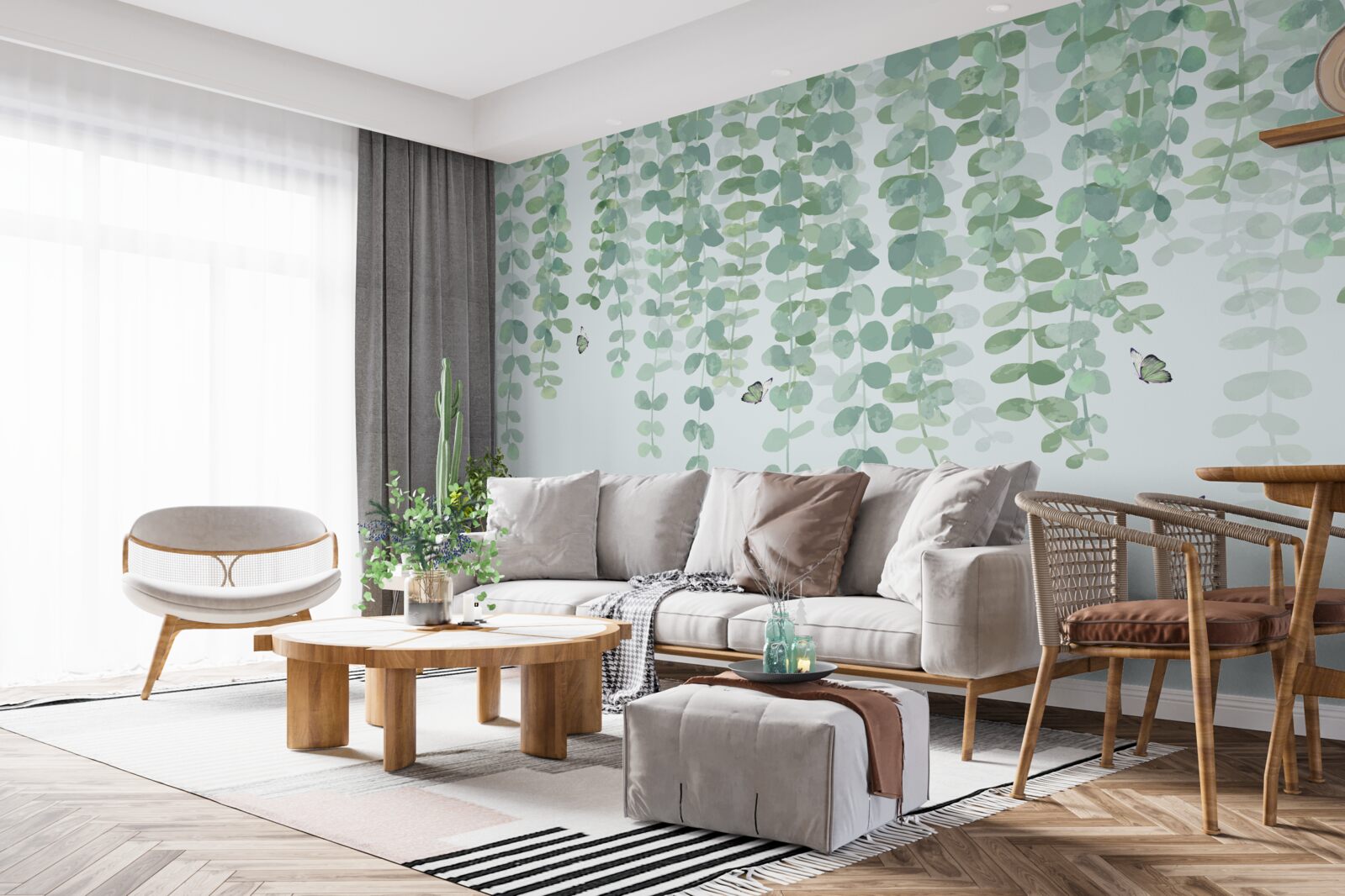 Papier peint les feuilles d'eucalyptus sont vertes