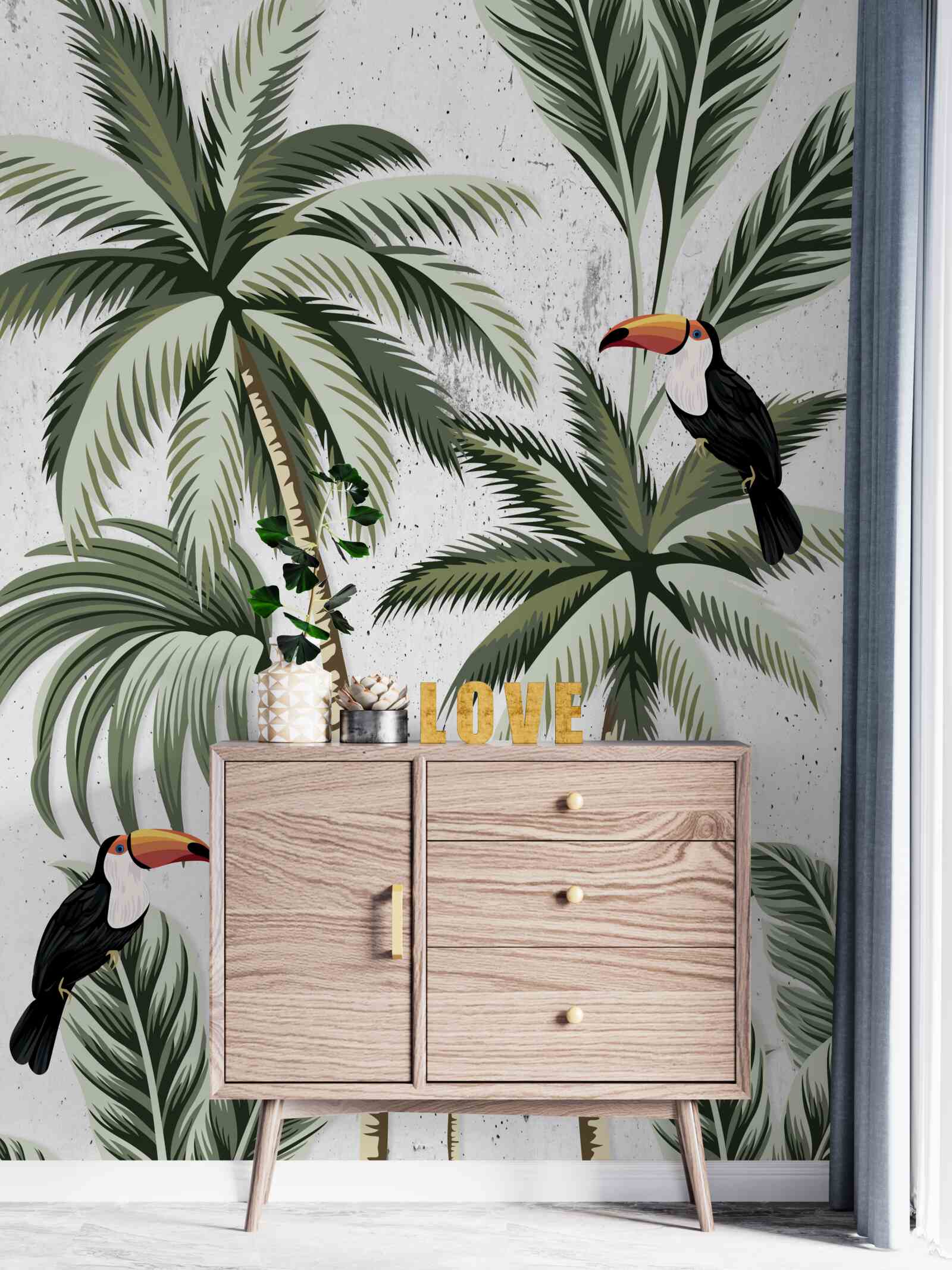 Papier peint oiseaux dans les arbres