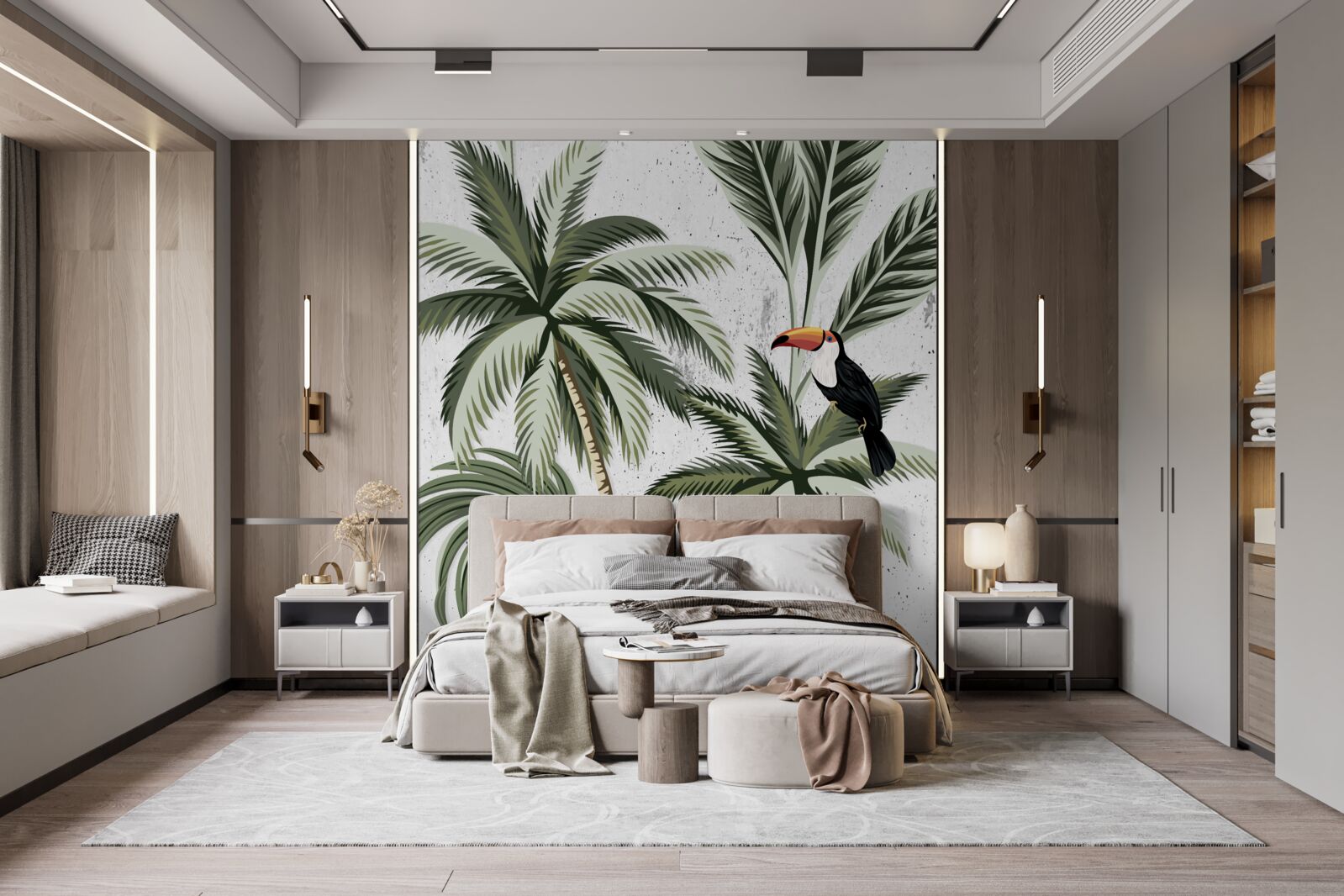 Papier peint oiseaux dans les arbres