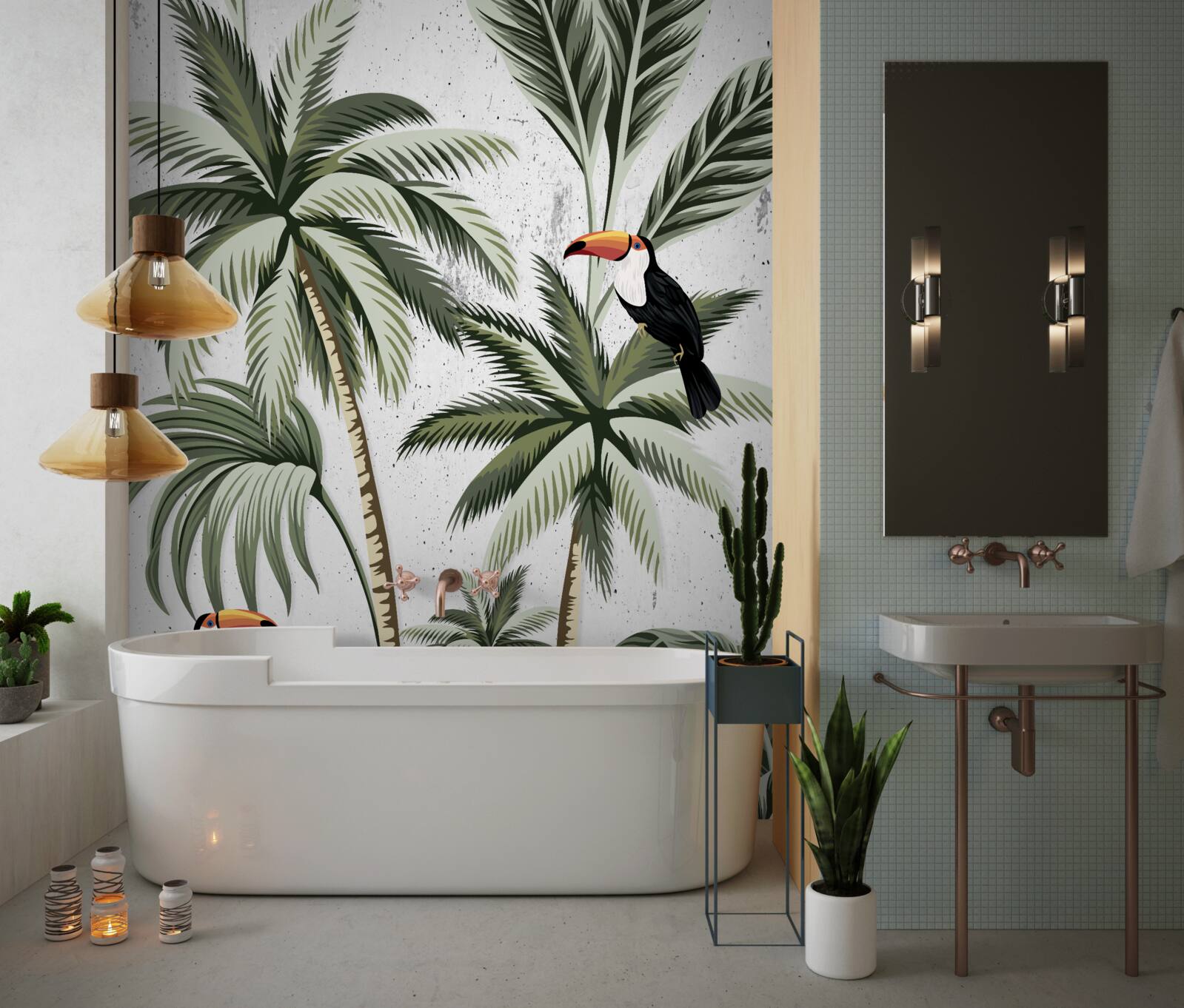 Papier peint oiseaux dans les arbres