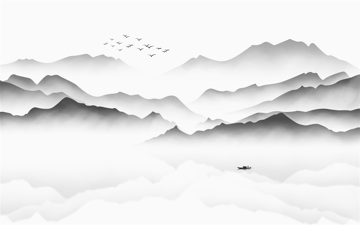 Papier peint une matinée au bord de la rivière, enveloppée de brume