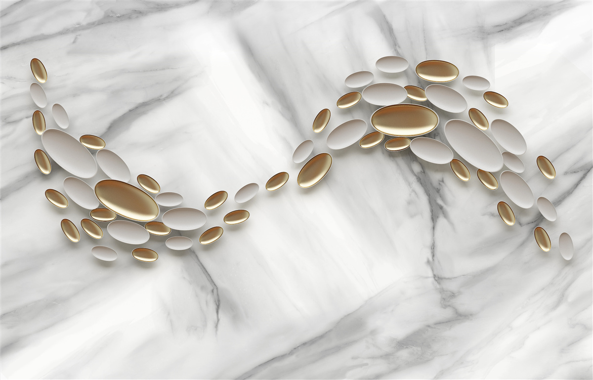 Papier peint l'or se mêle aux veines de marbre