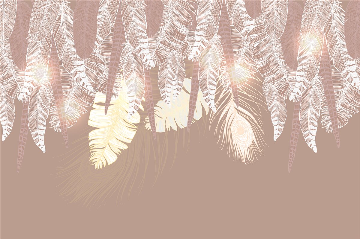 Papier peint les feuilles de fougères sont blanches