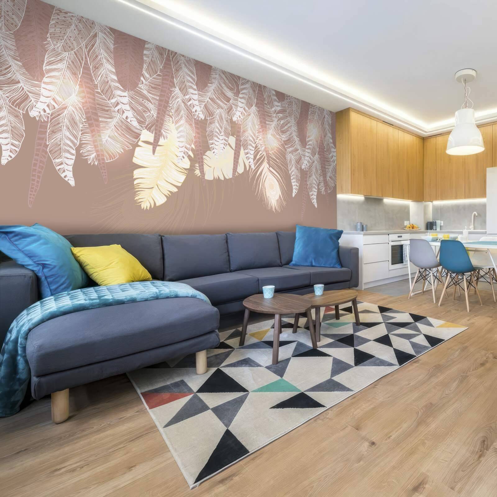 Papier peint les feuilles de fougères sont blanches