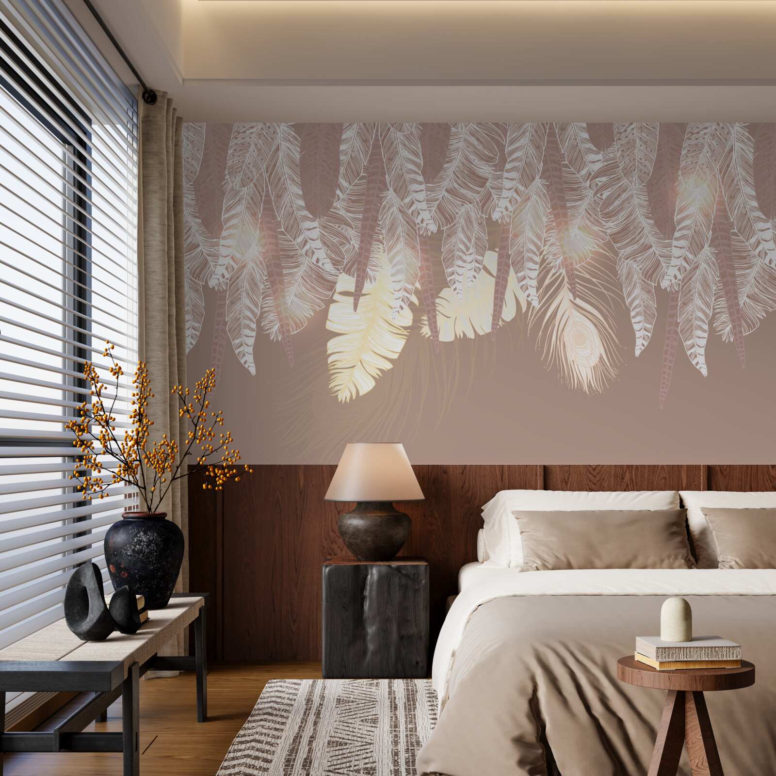 Papier peint les feuilles de fougères sont blanches