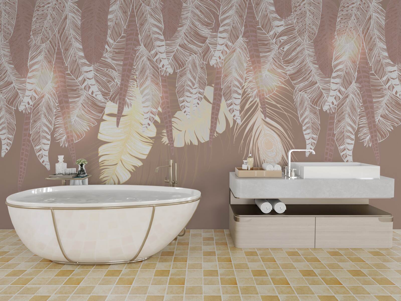 Papier peint les feuilles de fougères sont blanches