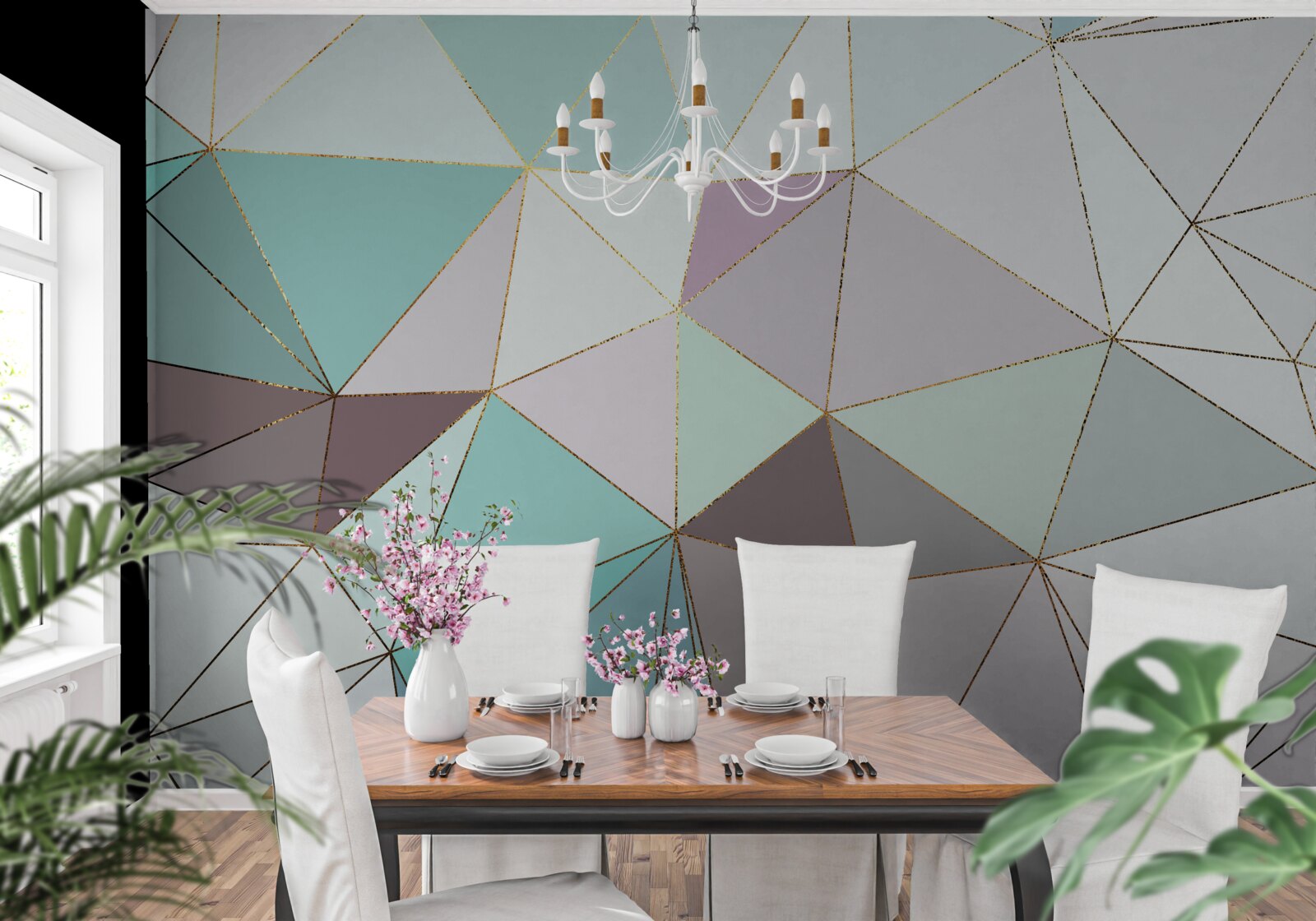 Papier peint figures géométriques sur une surface en marbre