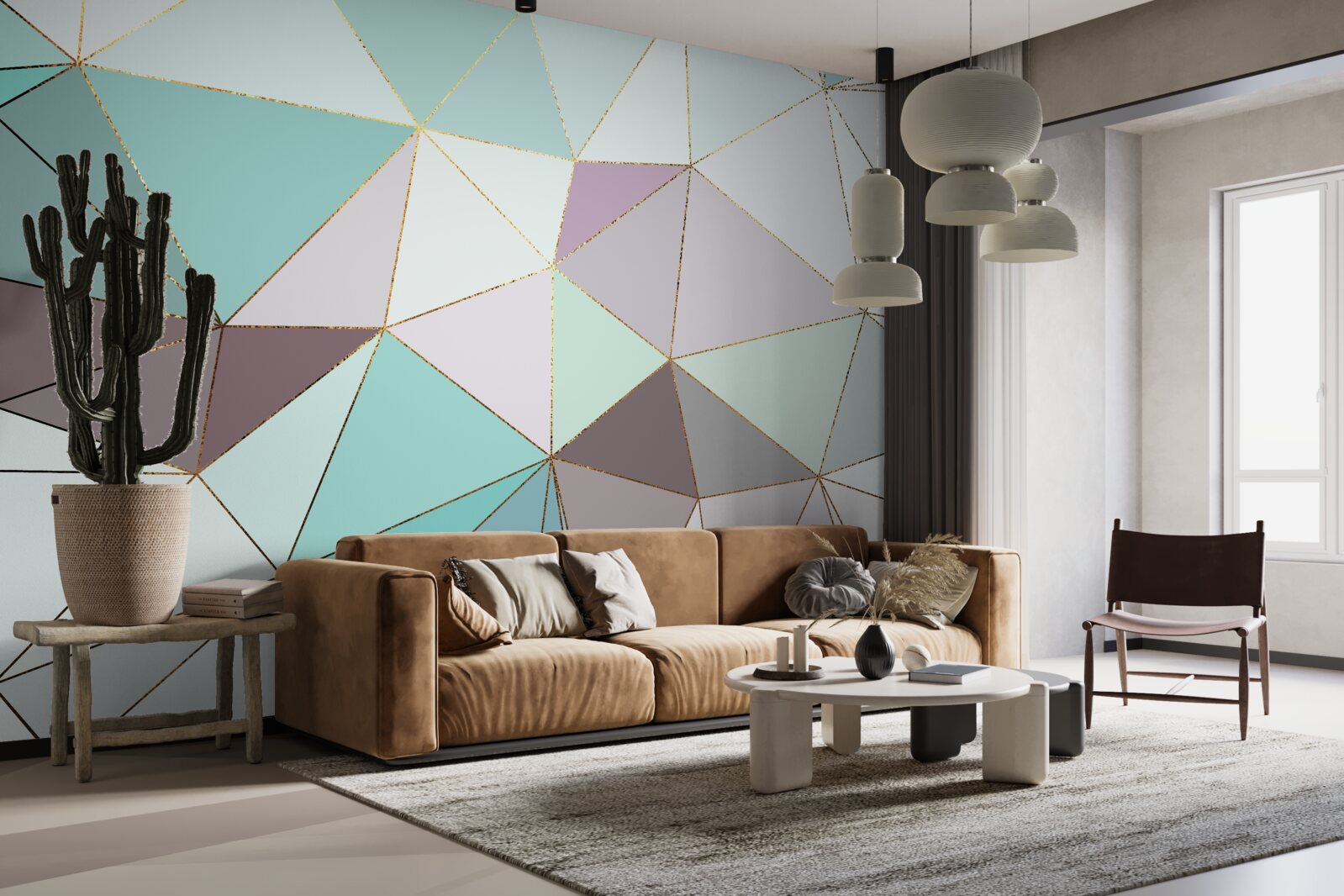 Papier peint figures géométriques sur une surface en marbre