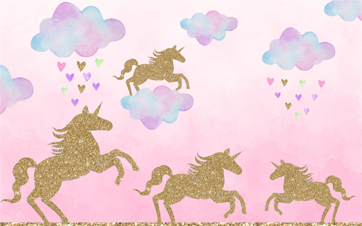 Papier peint les licornes jouent dans les nuages