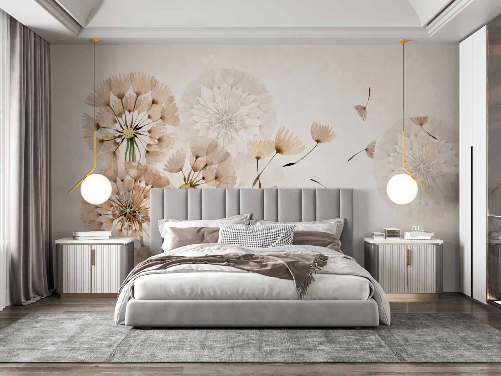 Papier peint la vaporisation des peluches de pissenlit