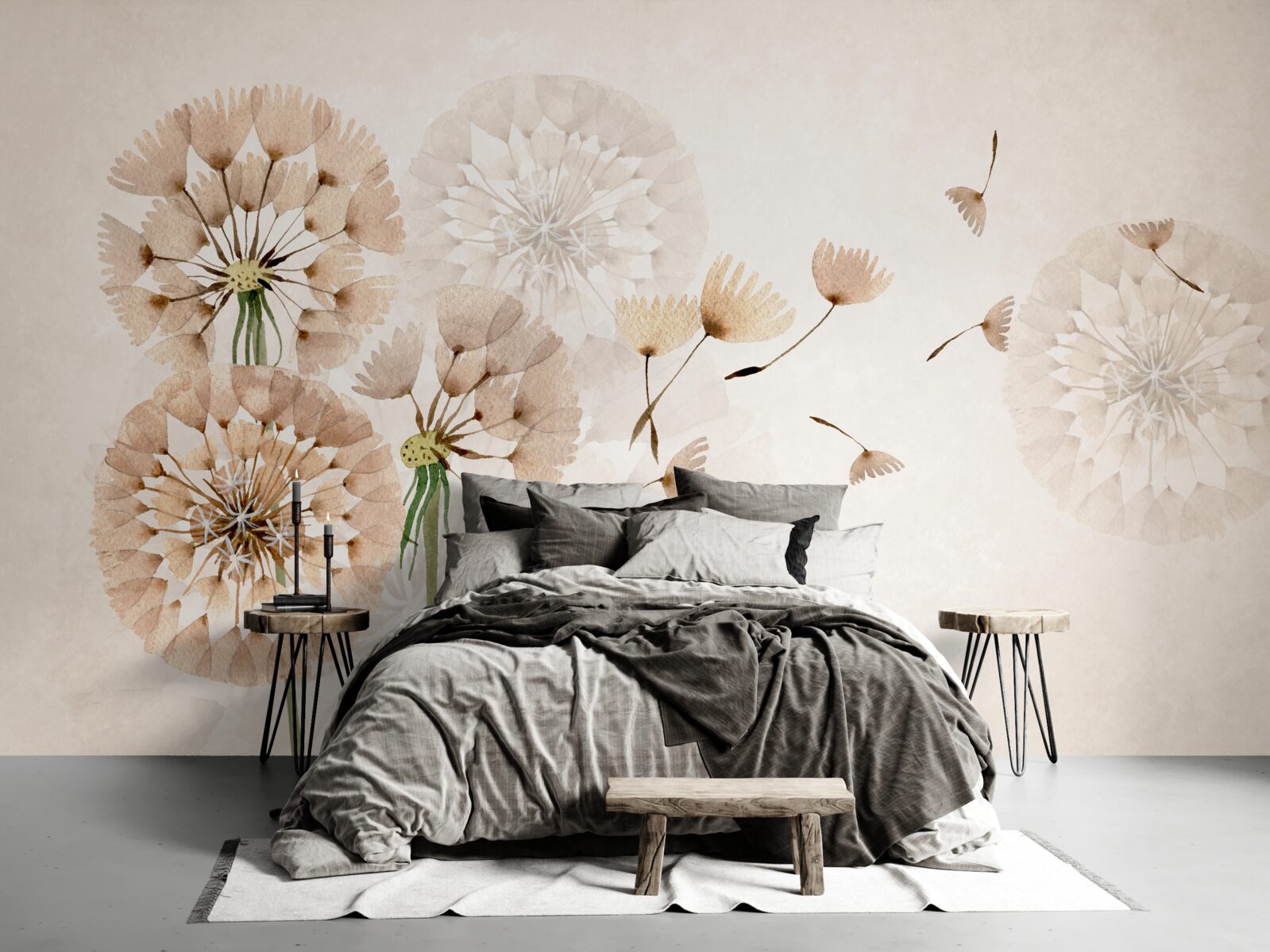 Papier peint la vaporisation des peluches de pissenlit