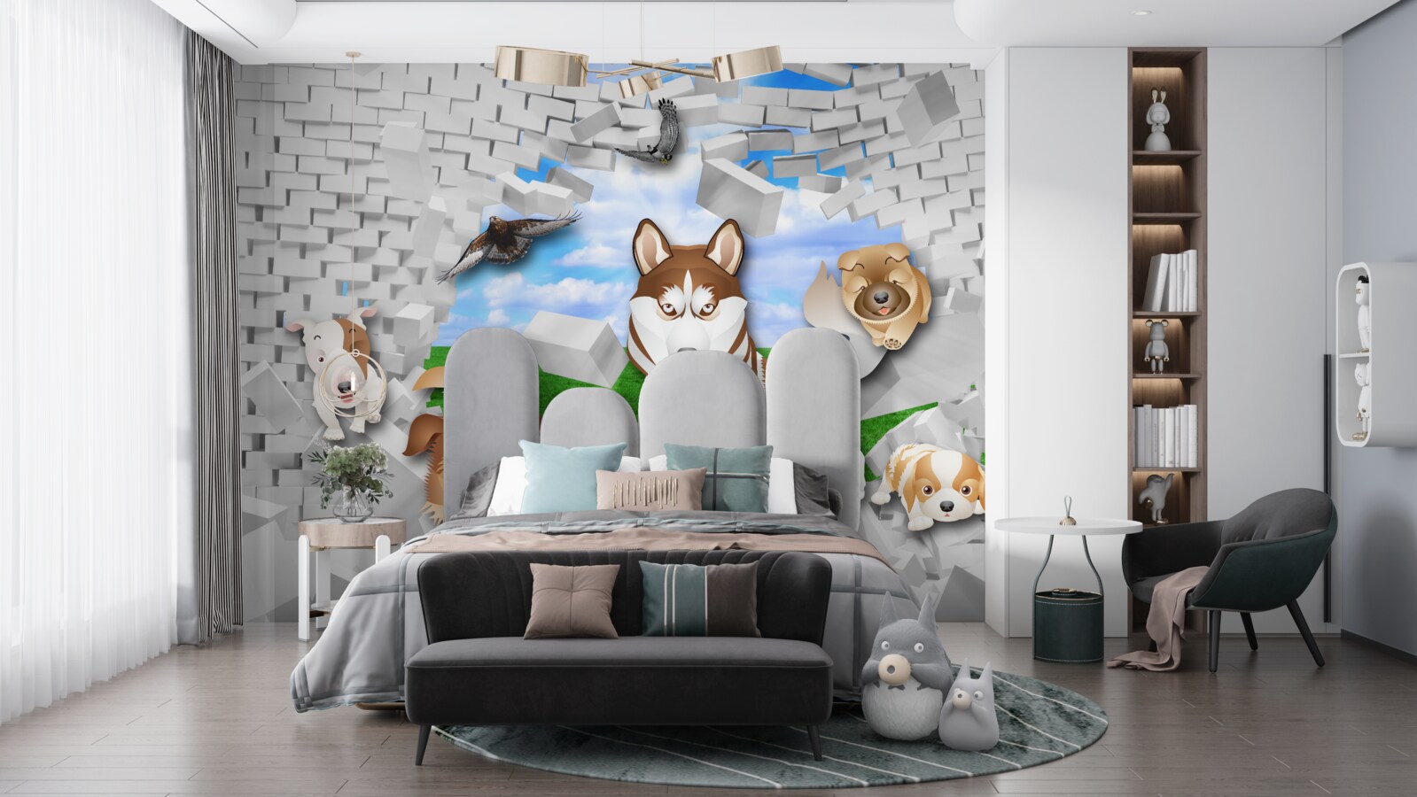 Papier peint des chiens animés ont franchi la barrière