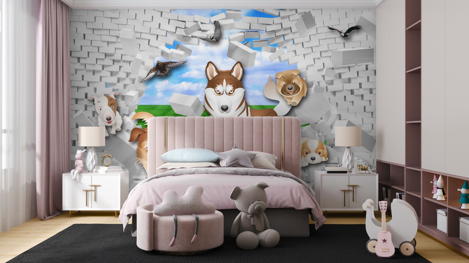 Papier peint des chiens animés ont franchi la barrière