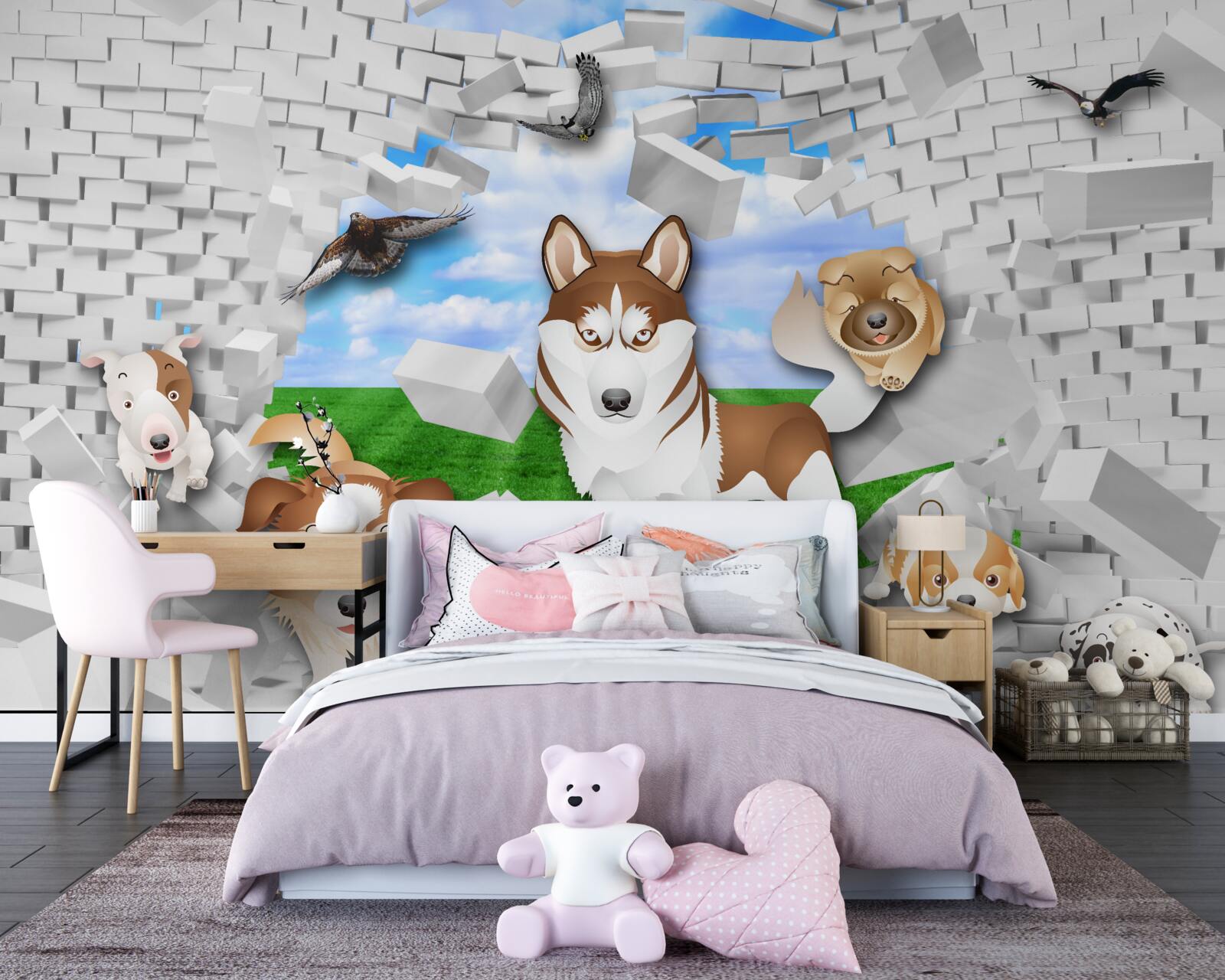 Papier peint des chiens animés ont franchi la barrière