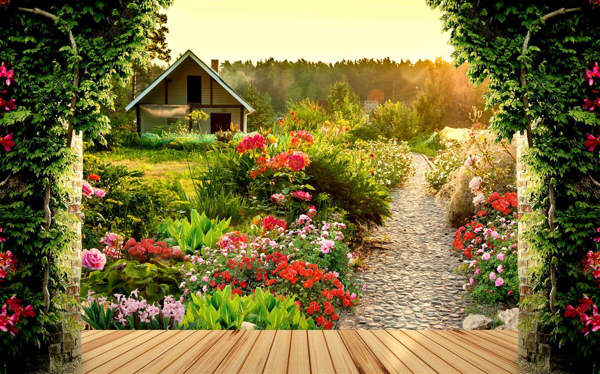 Papier peint paysage naturel avec une maison