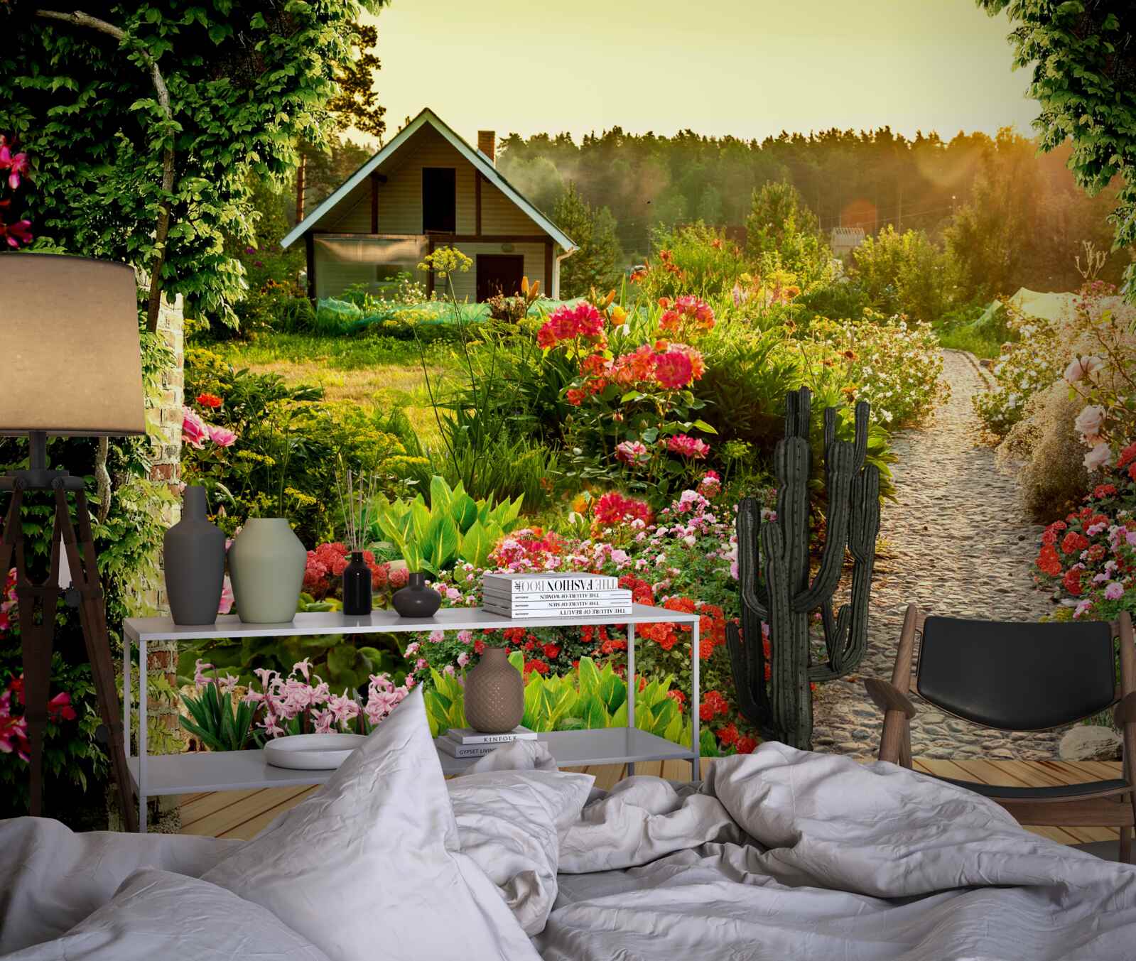 Papier peint paysage naturel avec une maison