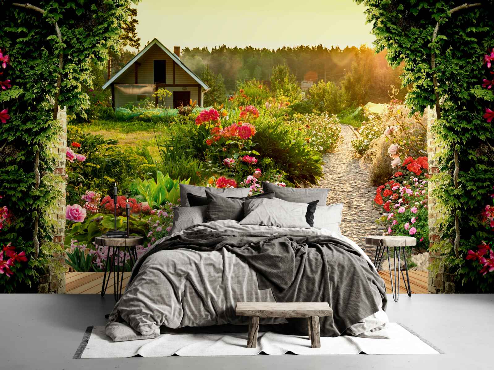 Papier peint paysage naturel avec une maison